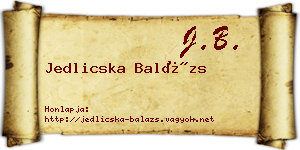 Jedlicska Balázs névjegykártya